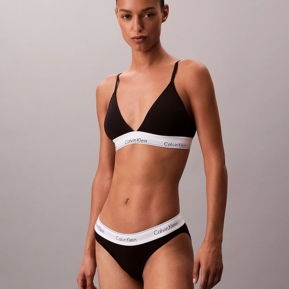 Calvin Klein Cotton Modal Lightly Lined Triangle Bralette Black