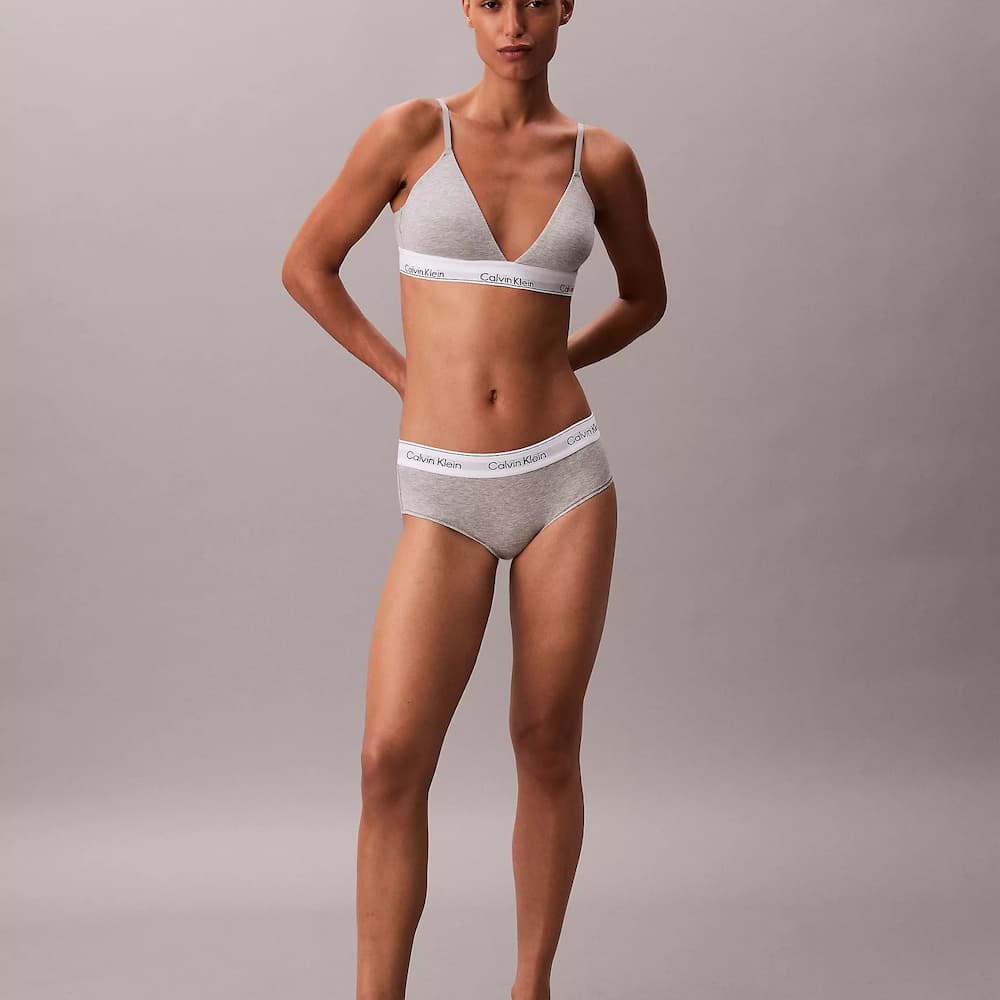 Calvin Klein Cotton Modal Lightly Lined Triangle Bralette Heather Grey Model