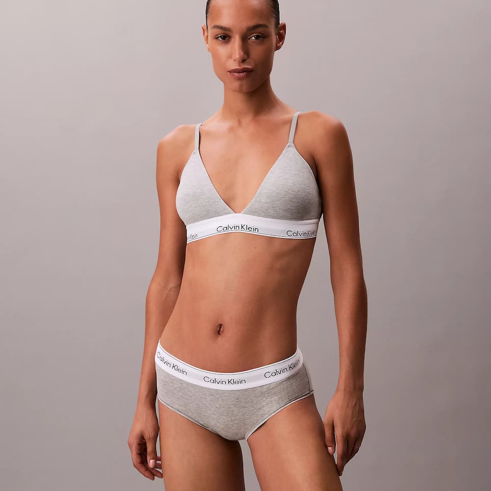 Calvin Klein Cotton Modal Lightly Lined Triangle Bralette Heather Grey Top