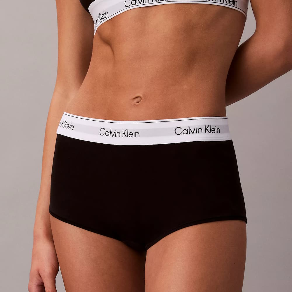 Calvin Klein Icon Cotton Modal Boyshort Panties Black Model Front