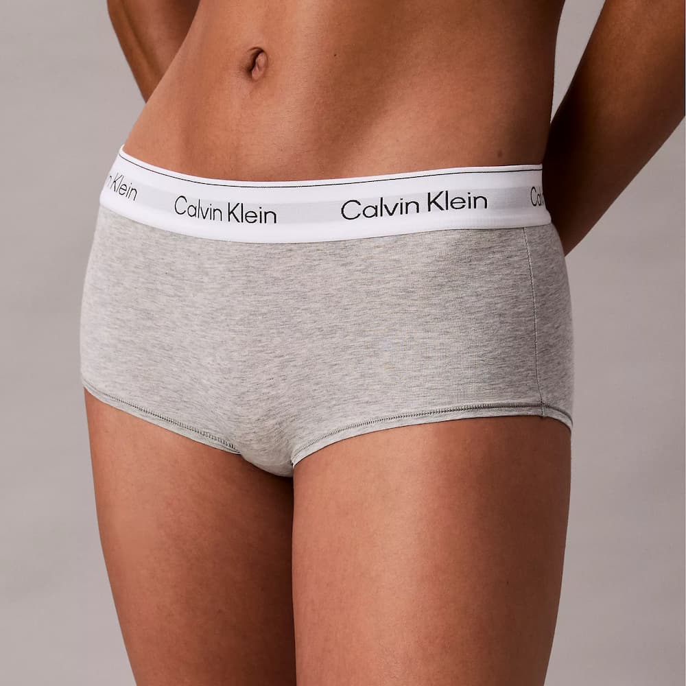 Calvin Klein Icon Cotton Modal Boyshort Panties Grey Heather Front
