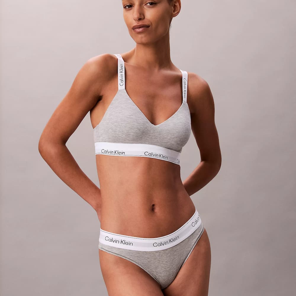 Calvin Klein Icon Cotton Modal Lightly Linen Bralette Grey Heather