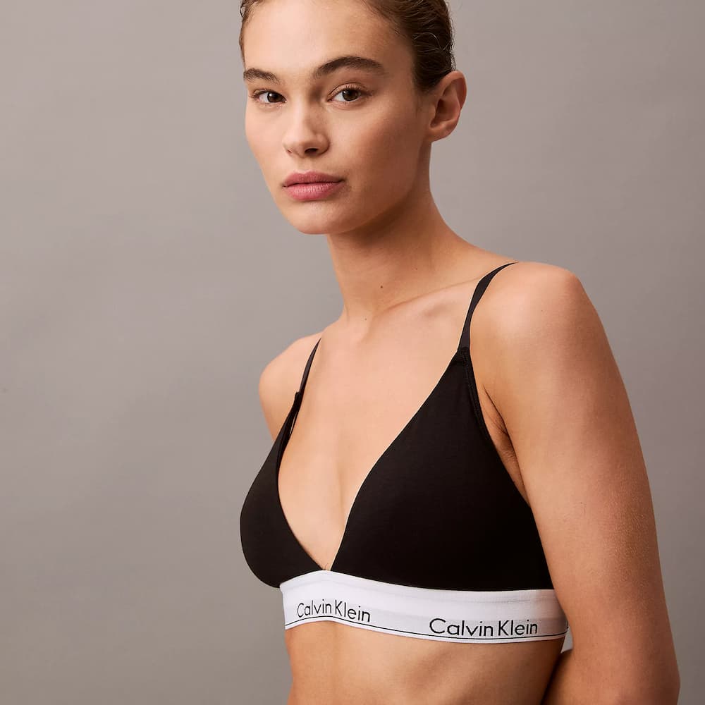 Calvin Klein Icon Cotton Modal Lightly Lined Triangle Bralette Black Front