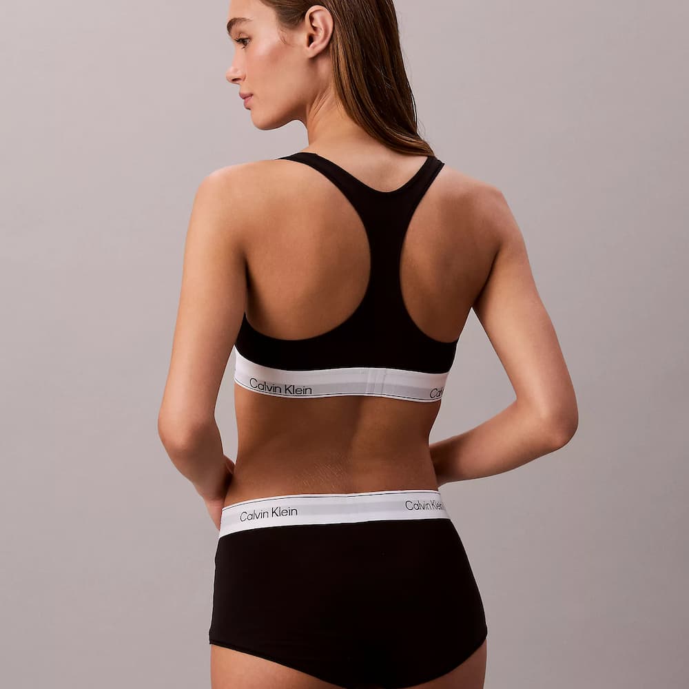 Calvin Klein Icon Cotton Modal Unlined Bralette Black Model Back