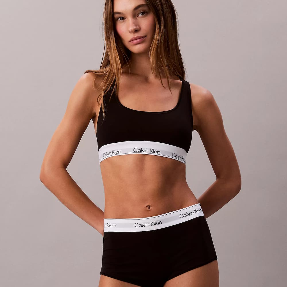 Calvin Klein Icon Cotton Modal Unlined Bralette Black Model Front