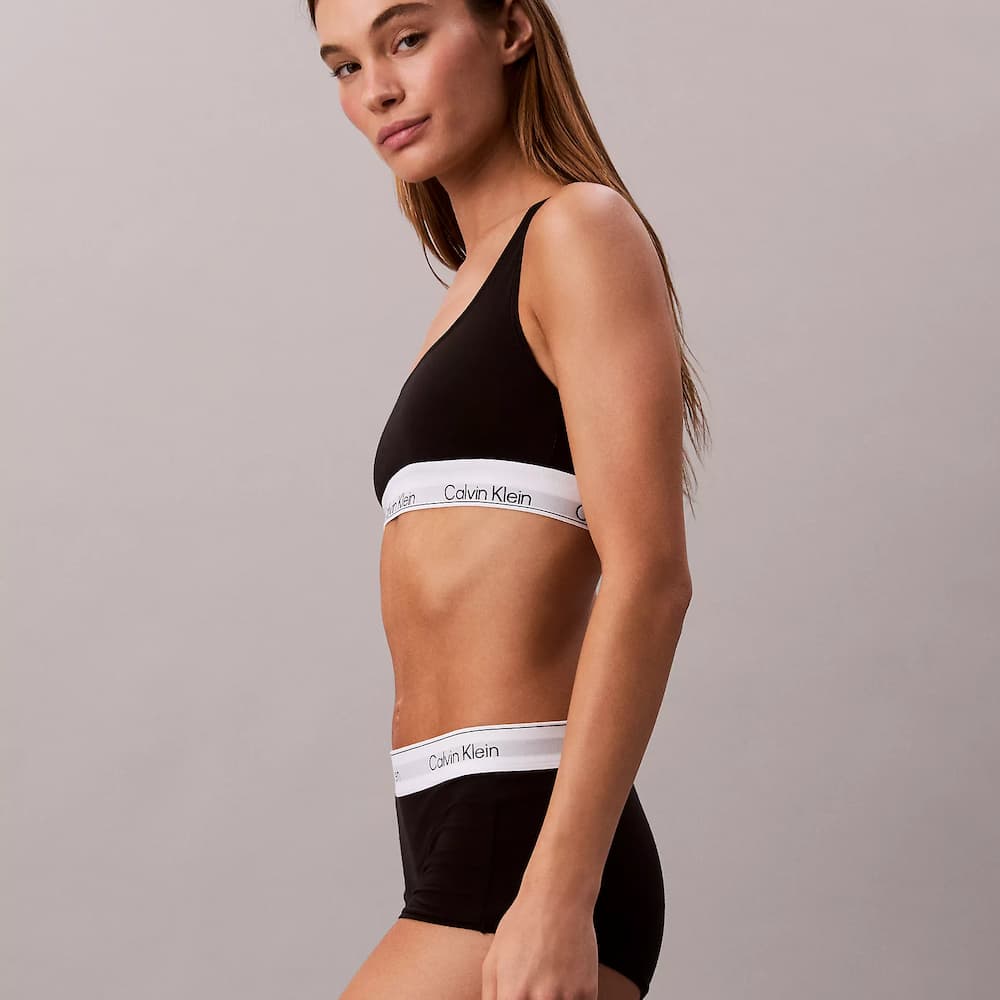 Calvin Klein Icon Cotton Modal Unlined Bralette Black Model Side