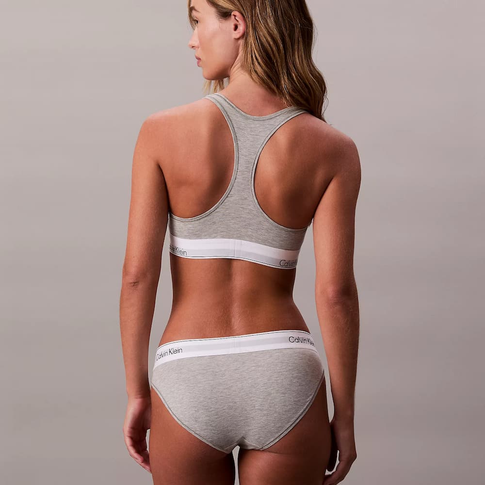 Calvin Klein Icon Cotton Modal Unlined Bralette Grey Model Back