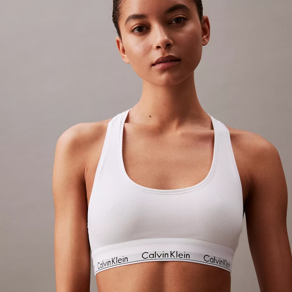 Calvin Klein Icon Cotton Modal Unlined Bralette Mode White Top