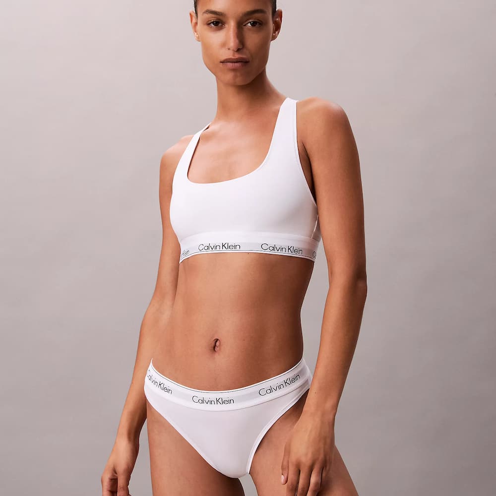 Calvin Klein Icon Cotton Modal Unlined Bralette White Model-Front