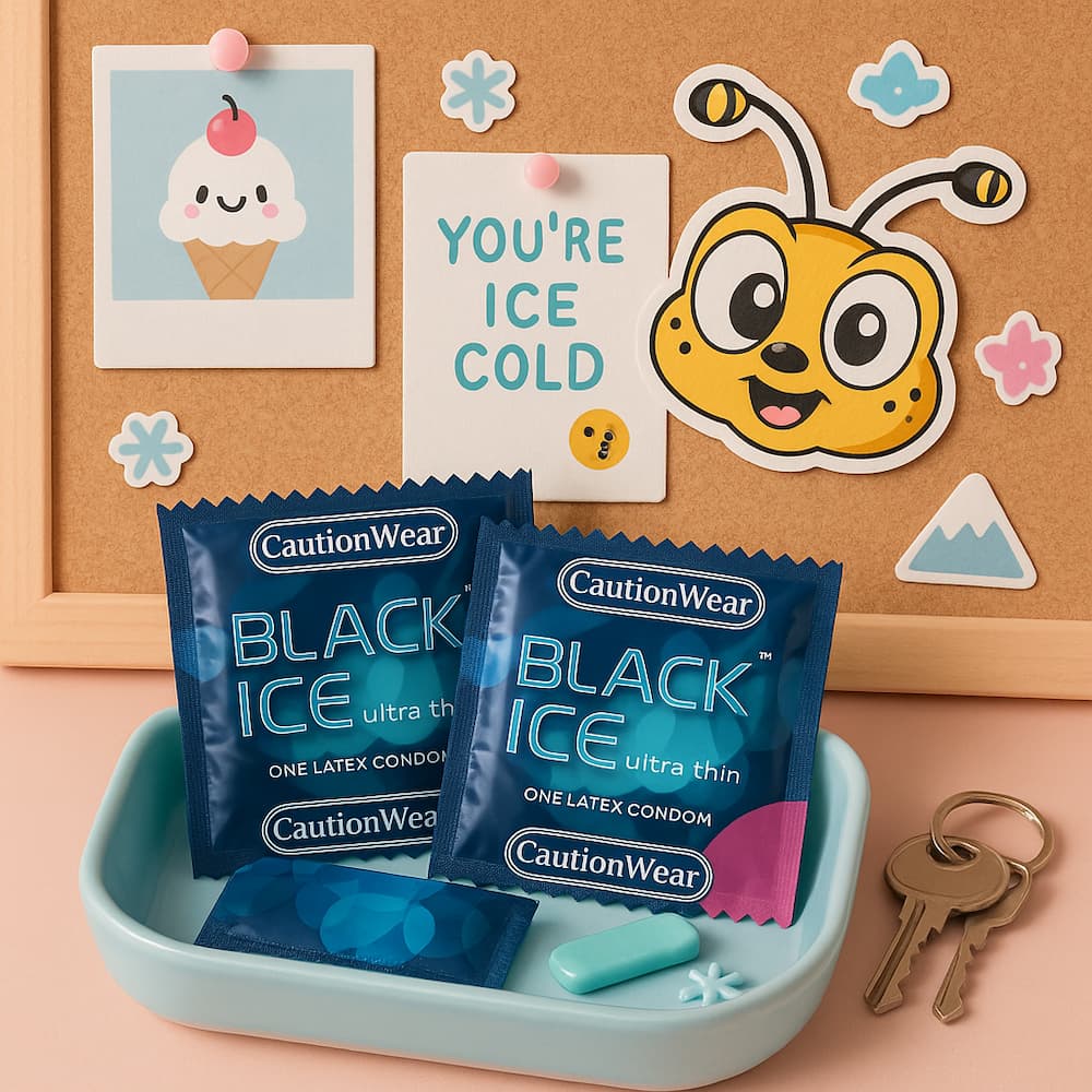 Caution Wear Black Ice Condom