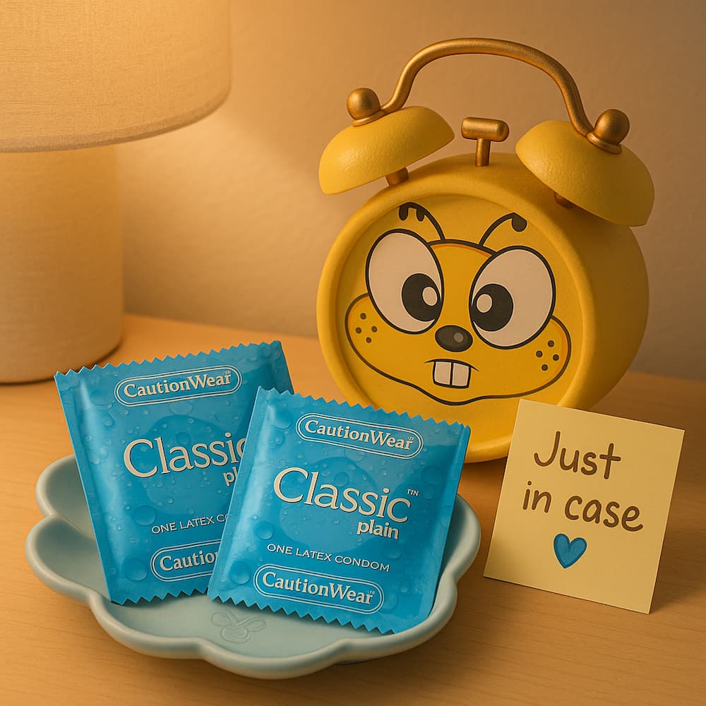 Caution wear Plain Condom