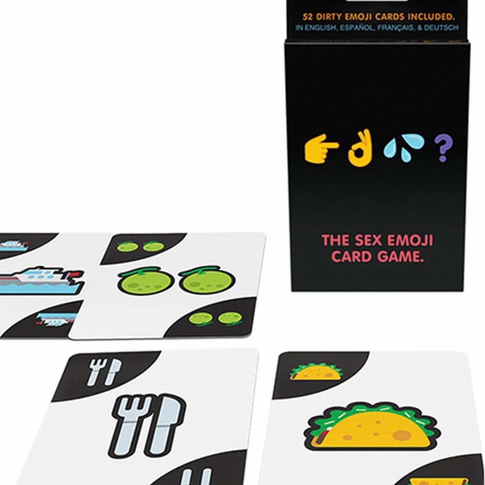 The Sex Emoji Card Game cards fanned out, emoji-based romance and dare challenge