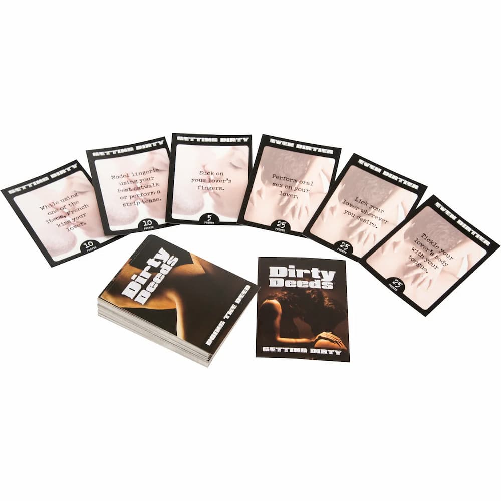 Dirty Deeds romantic party game gift, playful adult date night idea for partners