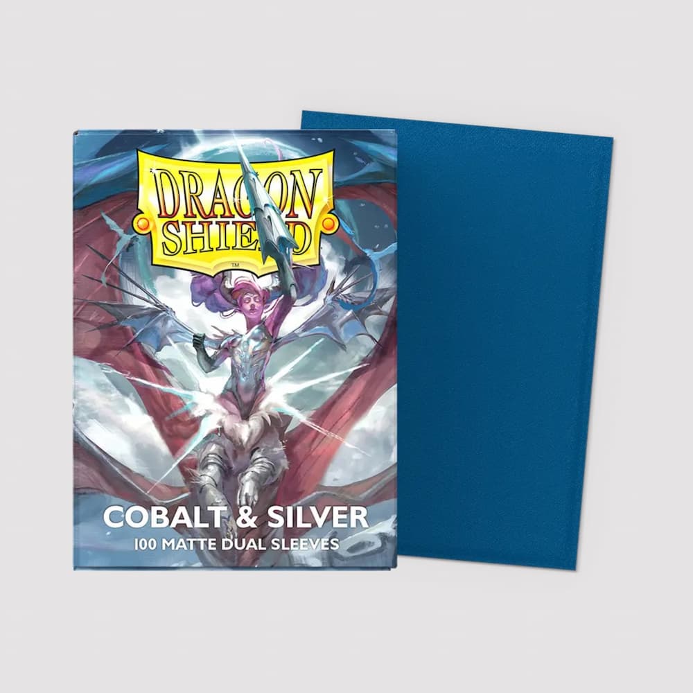 Dragon Shield Matte Dual Sleeves Standard Size Cobalt and Silver Protectors