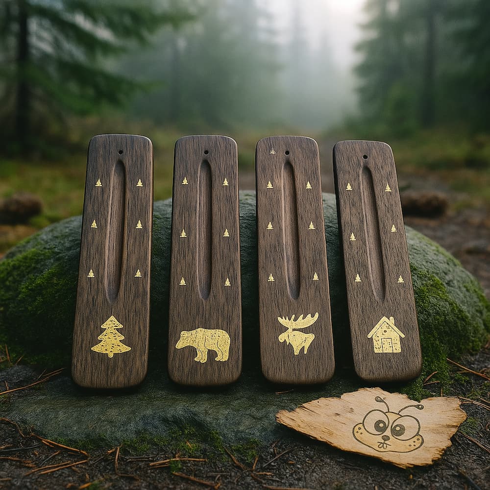 Engraved Wooden Incense Holder