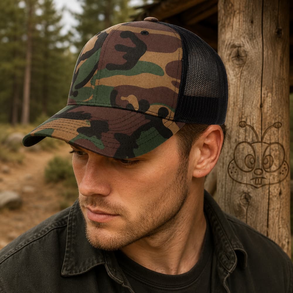 Flexfit Trucker Hat Black Camo