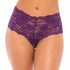 Good Night Kiss Lace Crotchless Boyshort Purple Plus Size