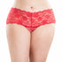 Good Night Kiss Lace Crotchless Boyshort Red Plus Size