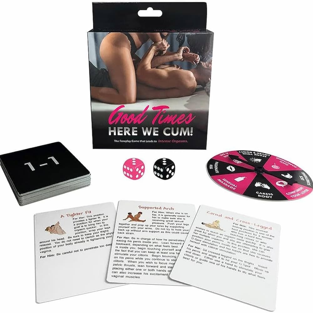 Good Times Here We Cum adult party game for couples and friends, playful romance and date night fun