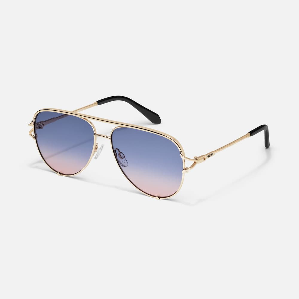 Guay High Key Twist Gold Frame Blue Rose Lens Side