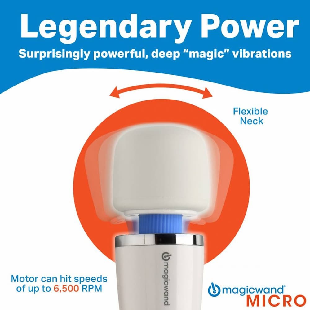 Mini Magic Wand Micro in hand for size comparison, showing portable design