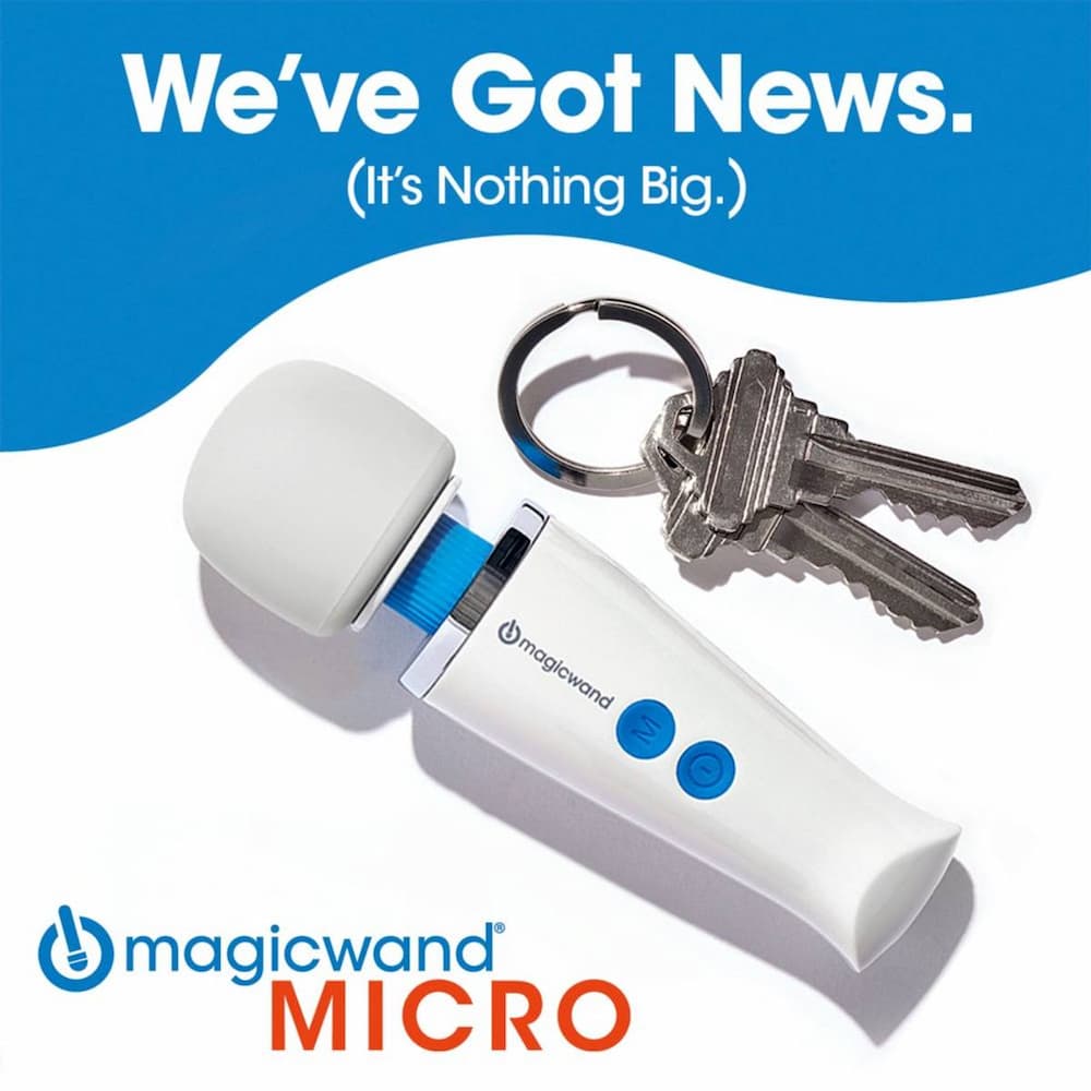 Magic Wand Micro handheld massager positioned upright with compact silhouette