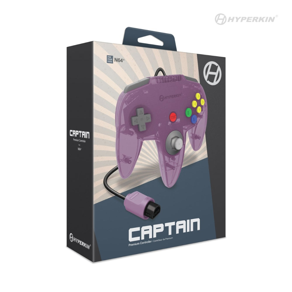Hyperkin Captain Premium N64 Controller Amethyst Purple Box
