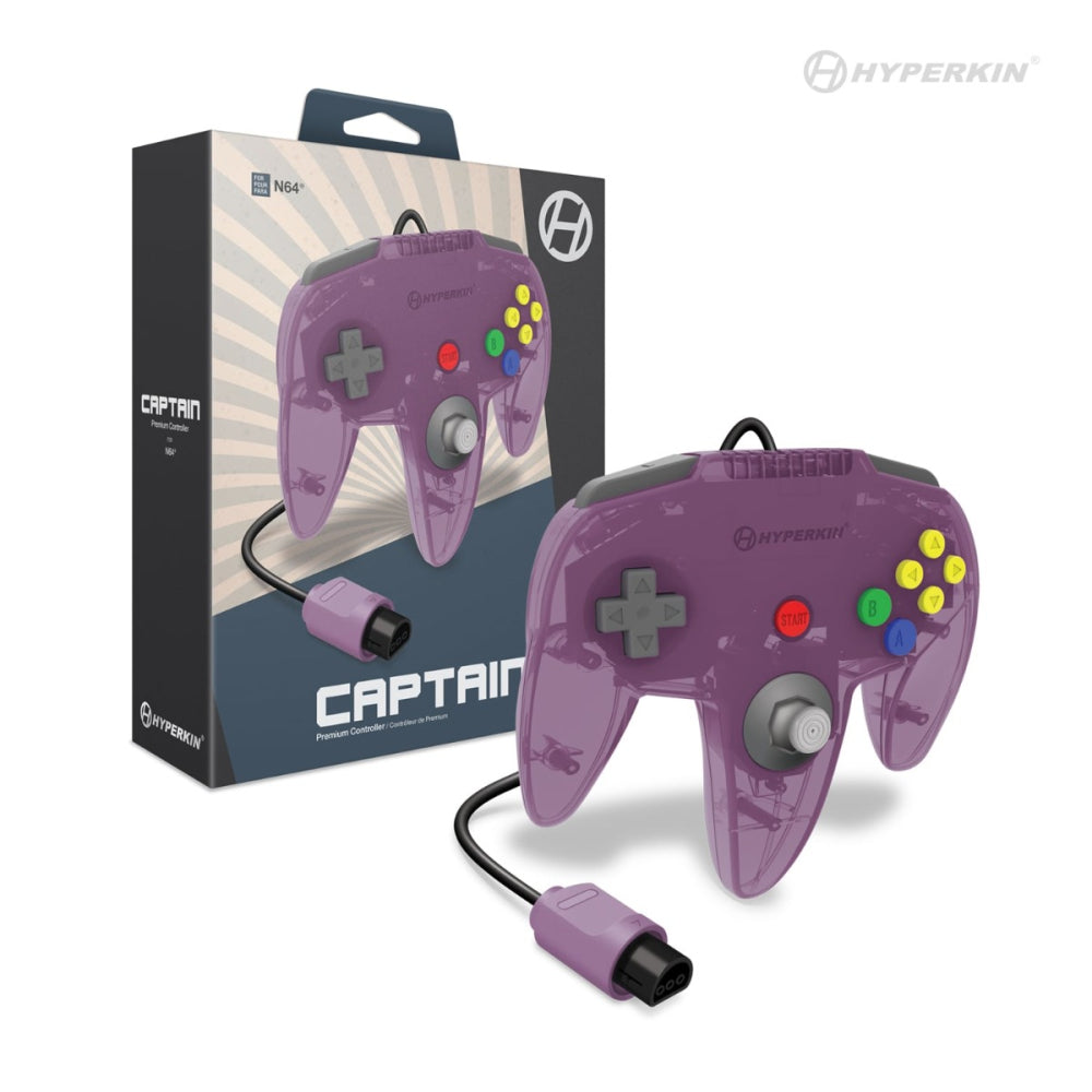 Hyperkin Captain Premium N64 Controller Amethyst Purple Packaging