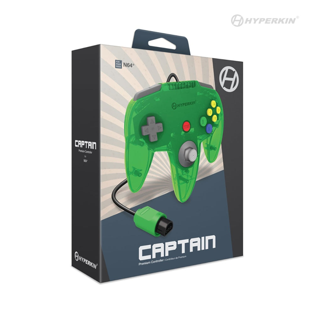 Hyperkin Captain Premium N64 Controller Lime Green Box