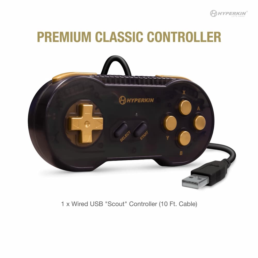 Hyperkin RetroN Sq HD Gaming Console Black Gold Controller 