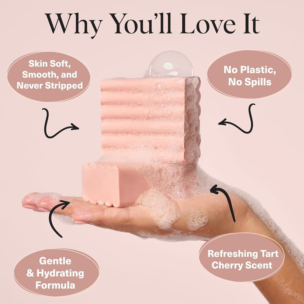 Kitsch Cleansing Tart Cherry Solid Body Wash Bar Description