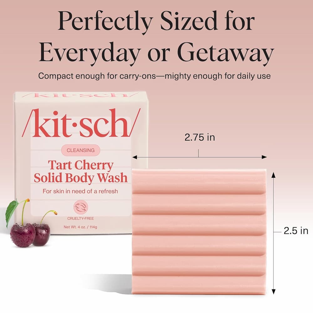 Kitsch Cleansing Tart Cherry Solid Body Wash Bar Dimensions
