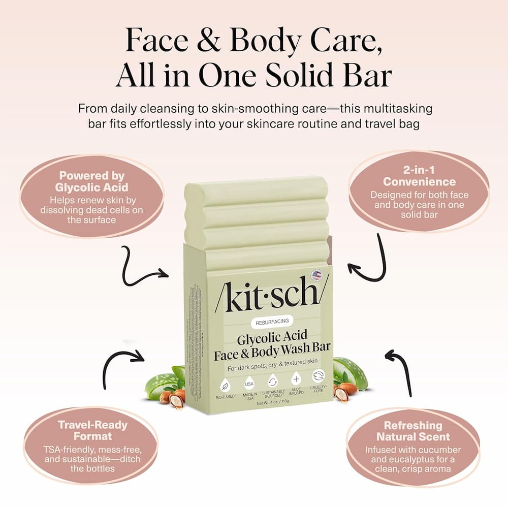 Kitsch Glycolic Acid Resurfacing Face and Body Wash Benefits