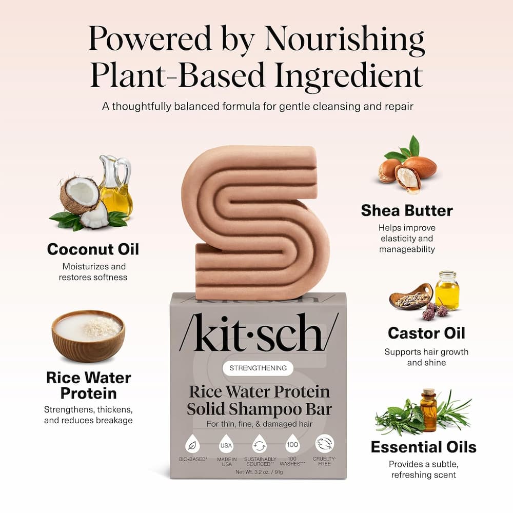 Kitsch Rice Water Shampoo Bar for Hair Growth Ingredient List