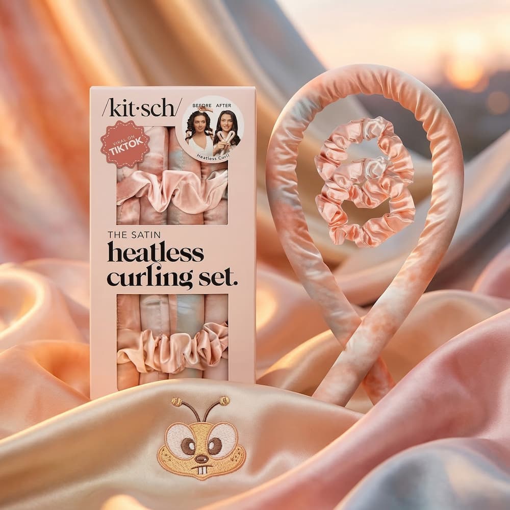 Kitsch Satin Heatless Curling Set Sunset Tie Dye