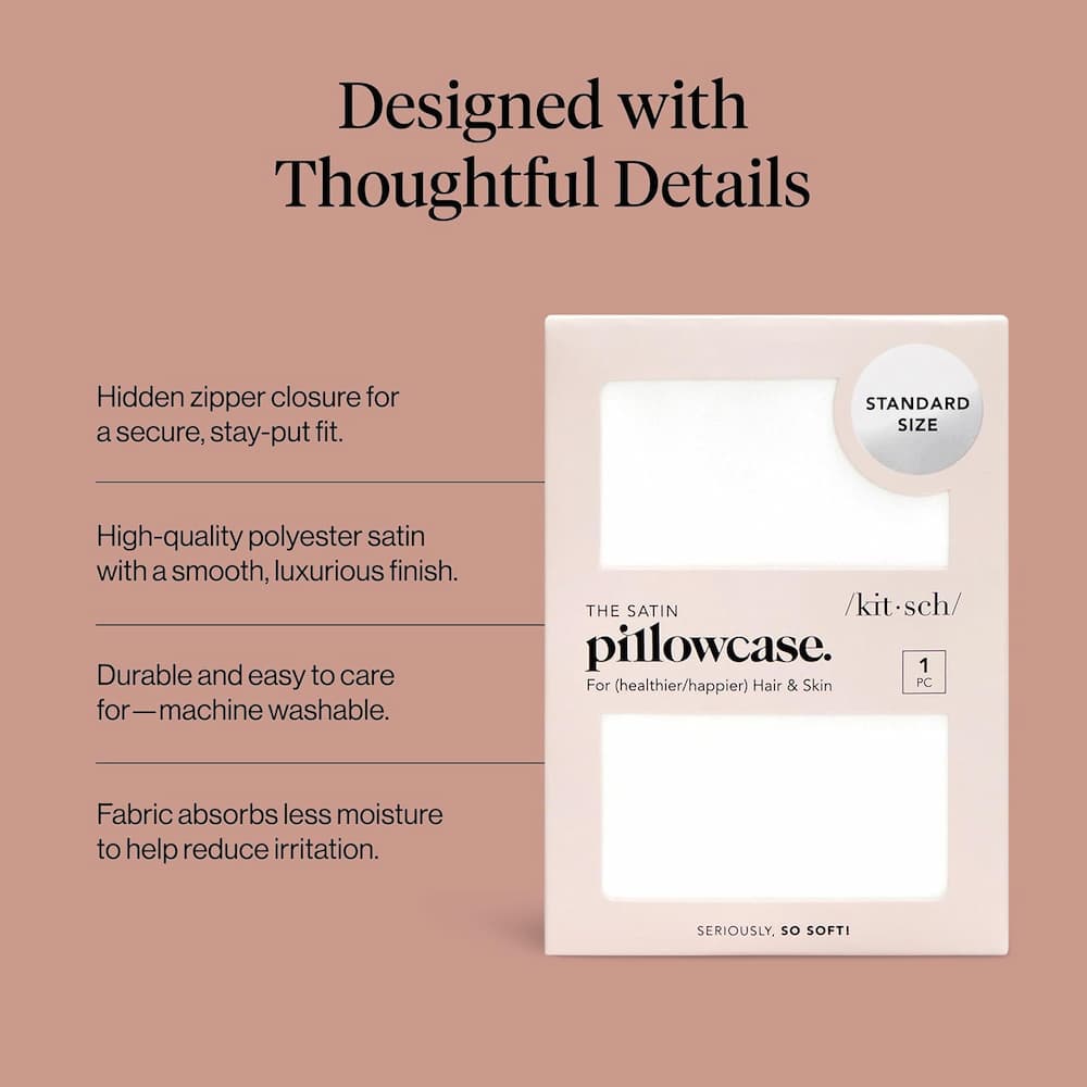 Kitsch Satin Pillowcase In Ivory Key Features