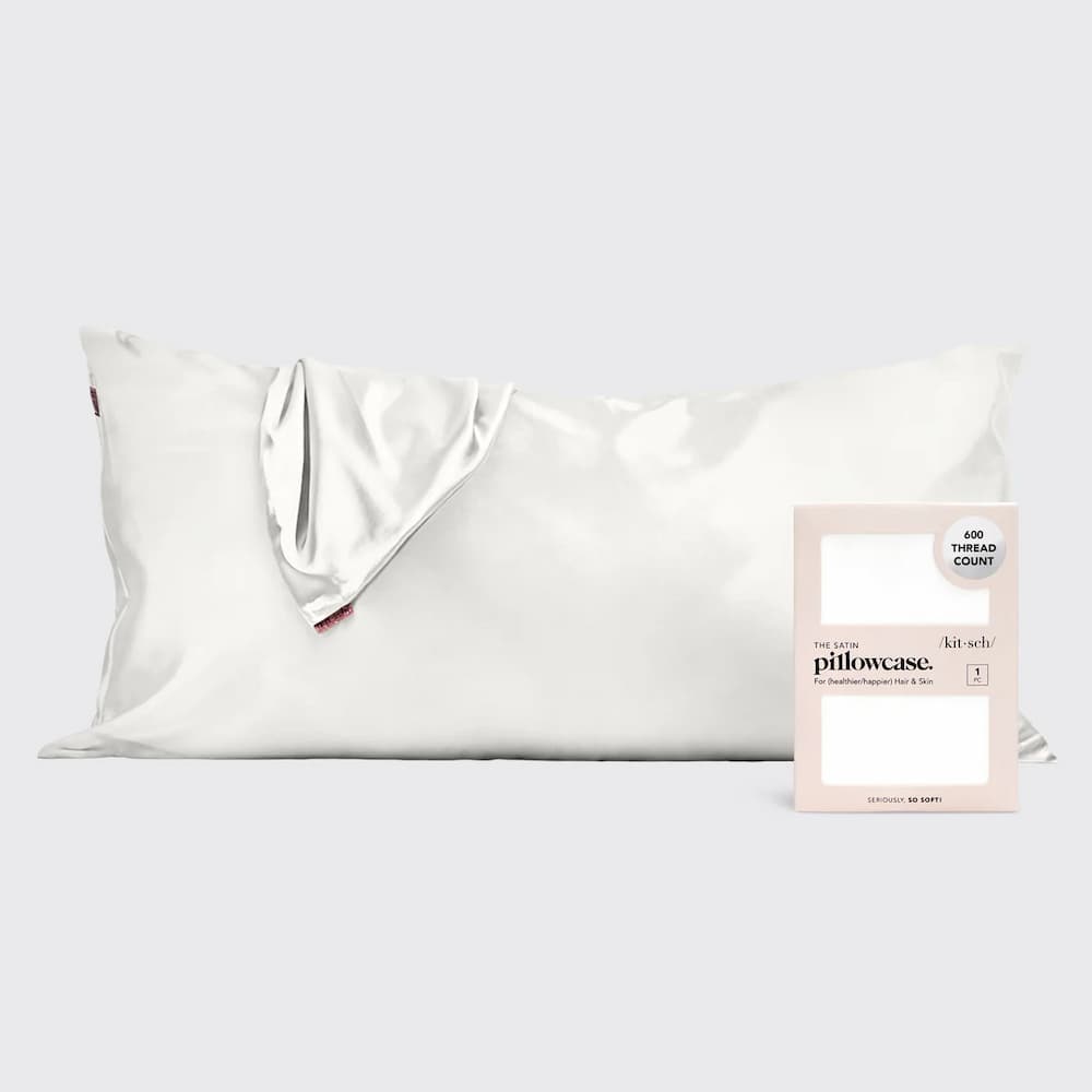 Kitsch Satin Pillowcase in Ivory King Size Display