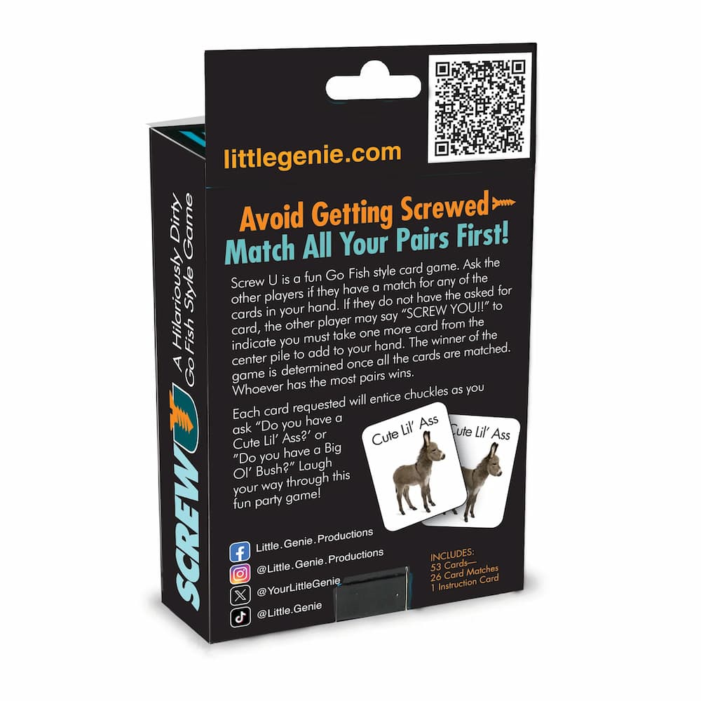 Little Genie Screw U adult party card game box