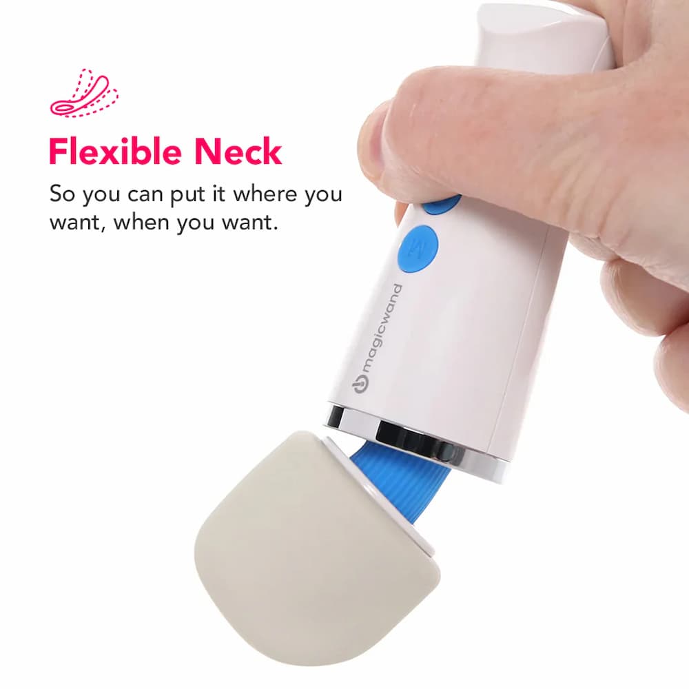 Side view of the Magic Wand Micro highlighting flexible neck movement