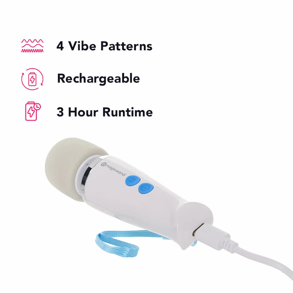 Powerful micro wand vibrator with 3 speeds and 4 patterns, product view