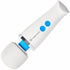 Tiny USB-rechargeable wand massager with flexible head, front profile