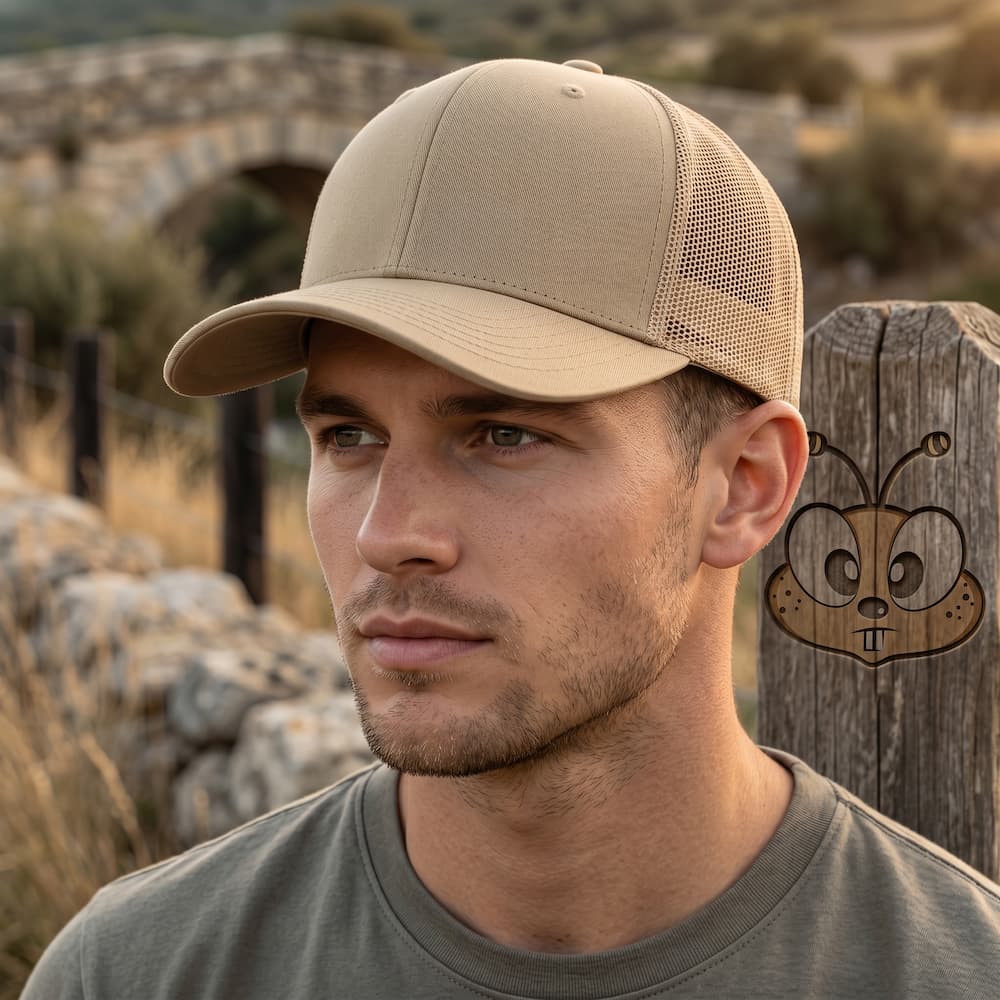 Mens Khaki Trucker Hat