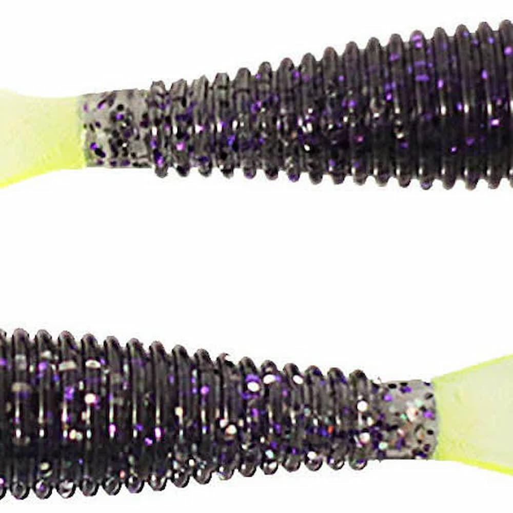 Missle Baits Purple Cloud Chartreuse Tail Front View