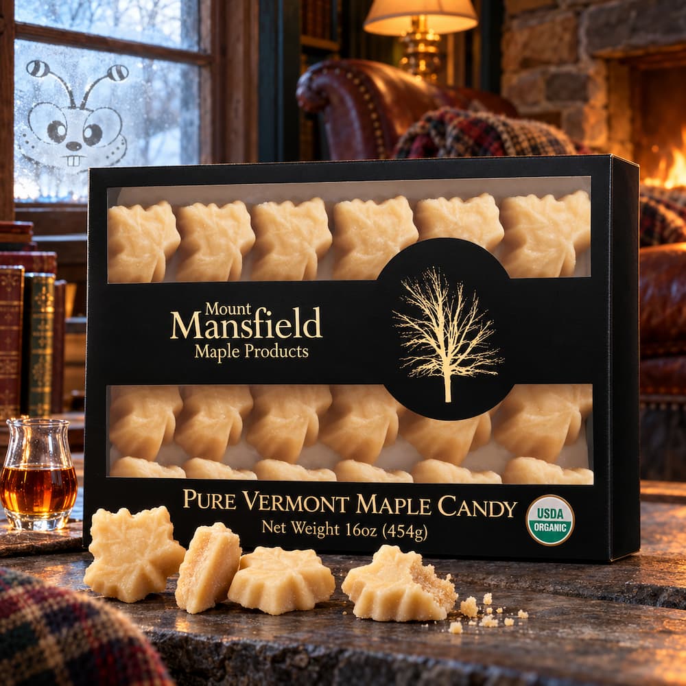 Mount Mansfield Organic Pure Vermont Maple Sugar Candy 16oz