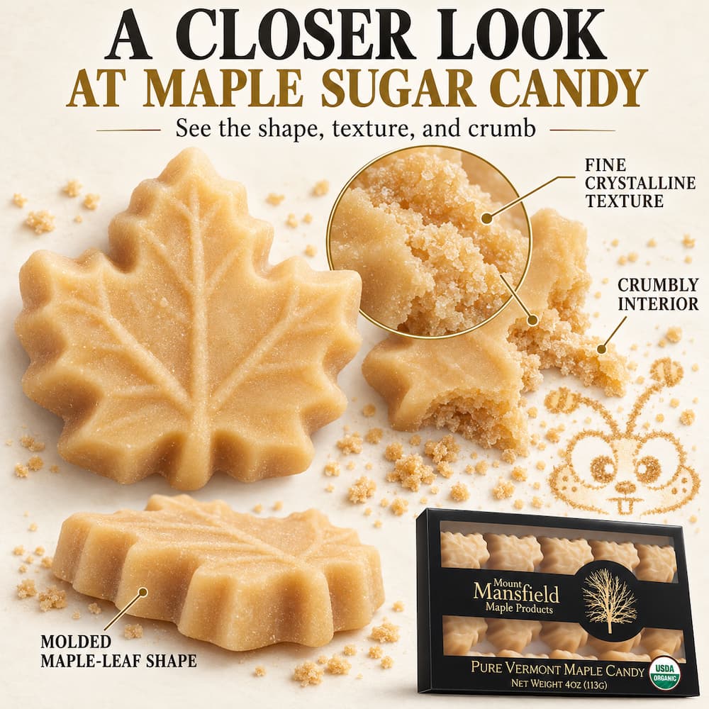 Mount Mansfield Organic Pure Vermont Maple Sugar Candy Closer Look