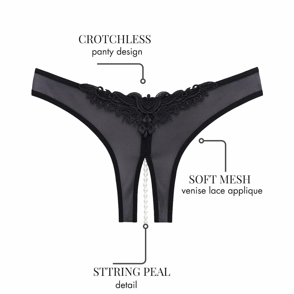 Oh La La Cheri Paradise Lace Pearl Thong Black Features