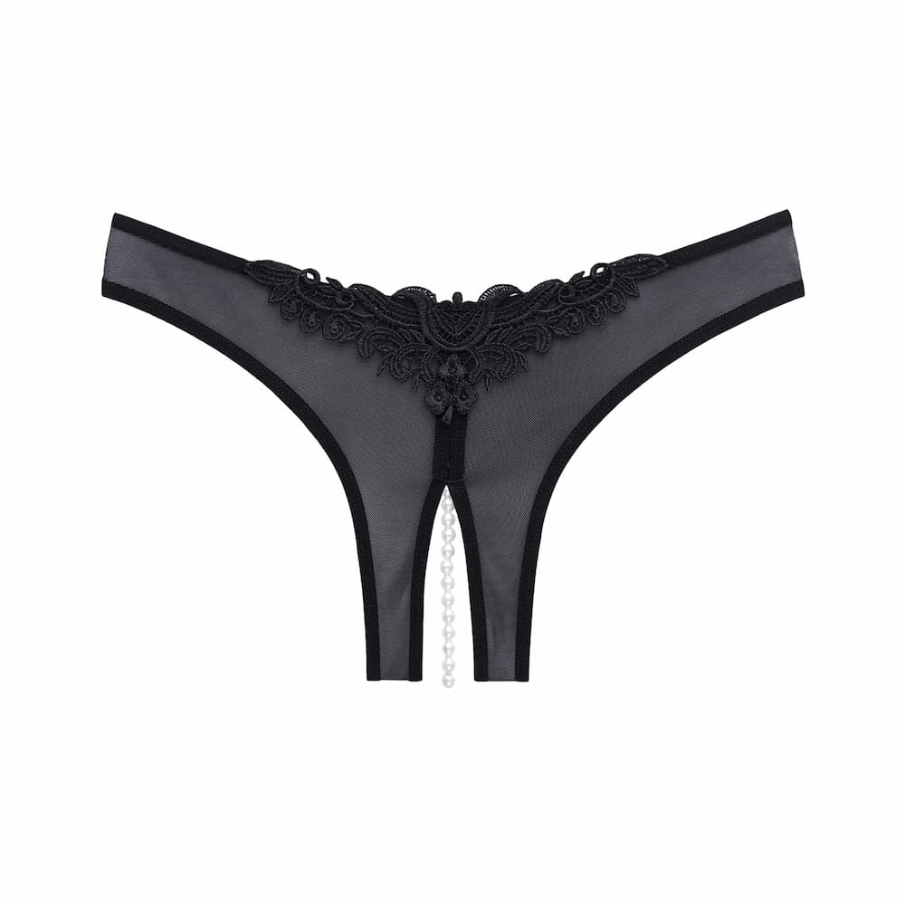Oh La La Cheri Paradise Lace Pearl Thong Black