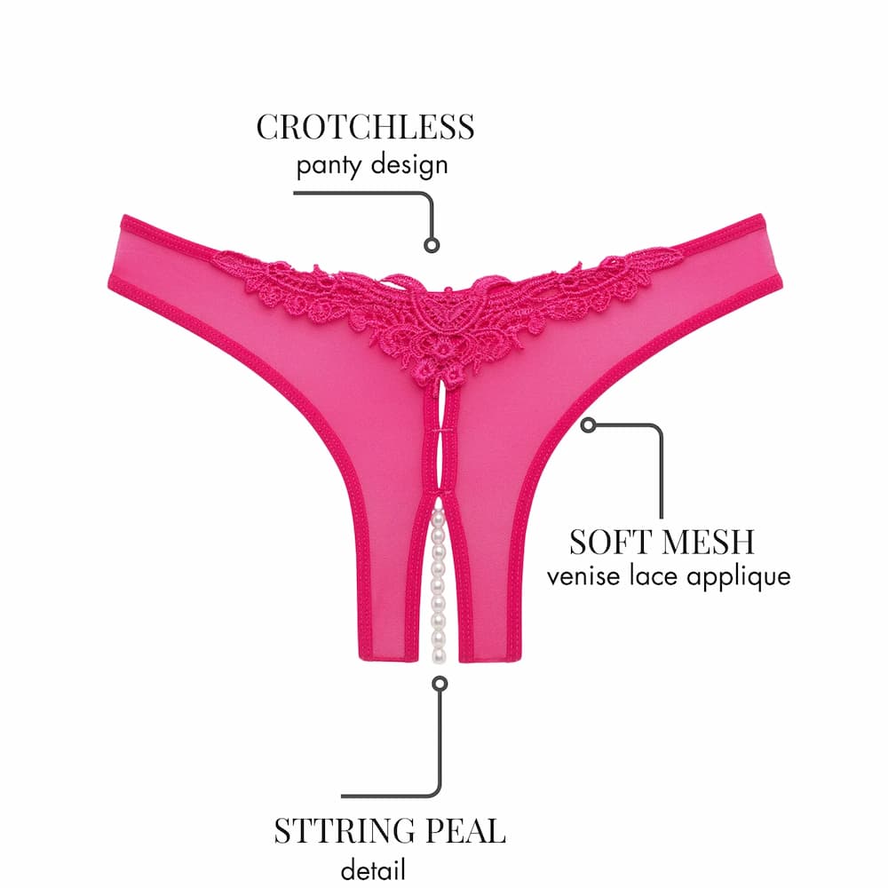 Oh La La Cheri Paradise Lace Pearl Thong Pink Features