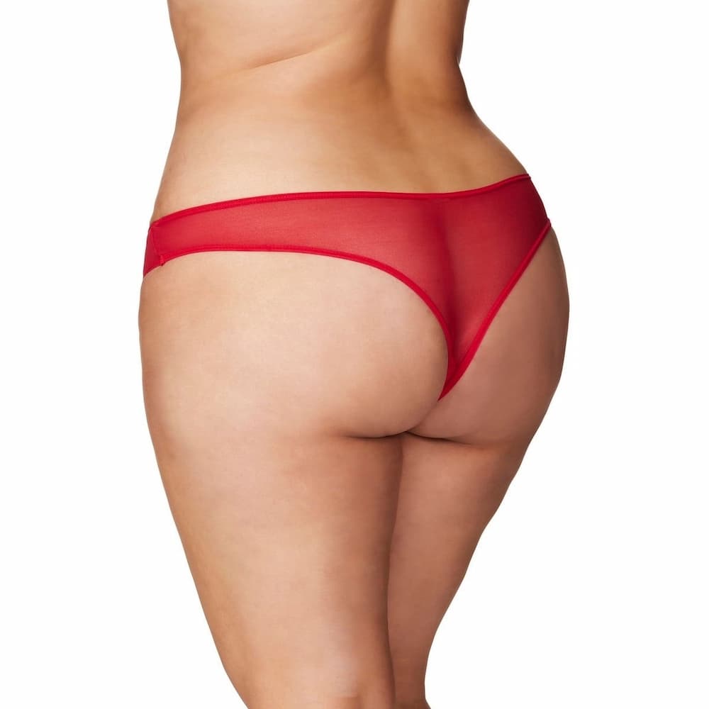 Oh La La Cheri Paradise Lace Pearl Thong Red Plus Size Back