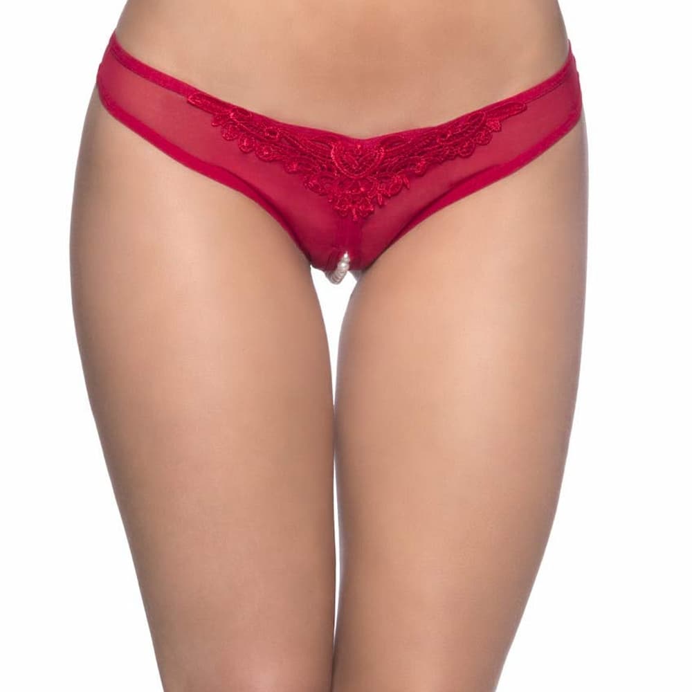 Oh La La Cheri Paradise Lace Pearl Thong Red Underwear